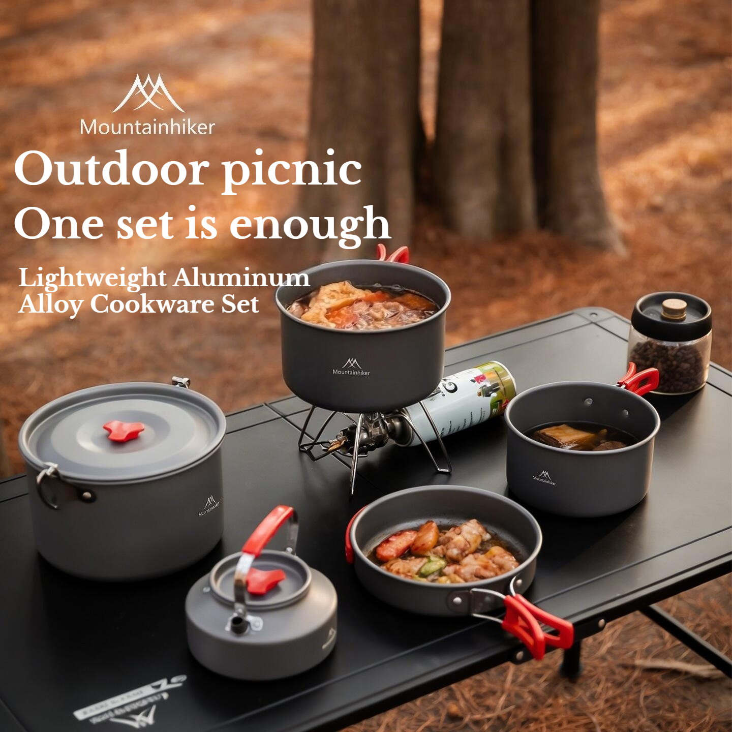 Camping Cooking Pots And Pans Set - MOUNTAINHIKER Camping Cookware Set Portable Cookware