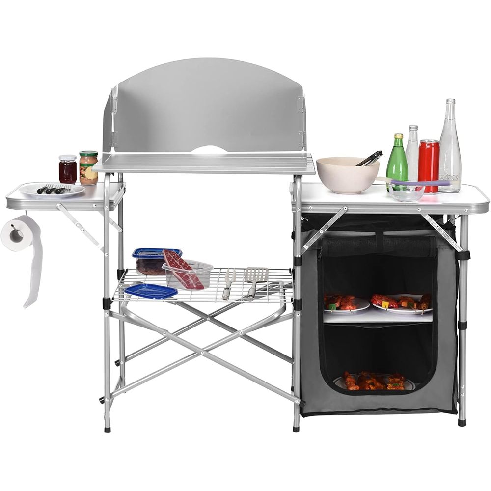Camping Cooking Kitchen - Camping Kitchen Table, Portable Outdoor Cooking