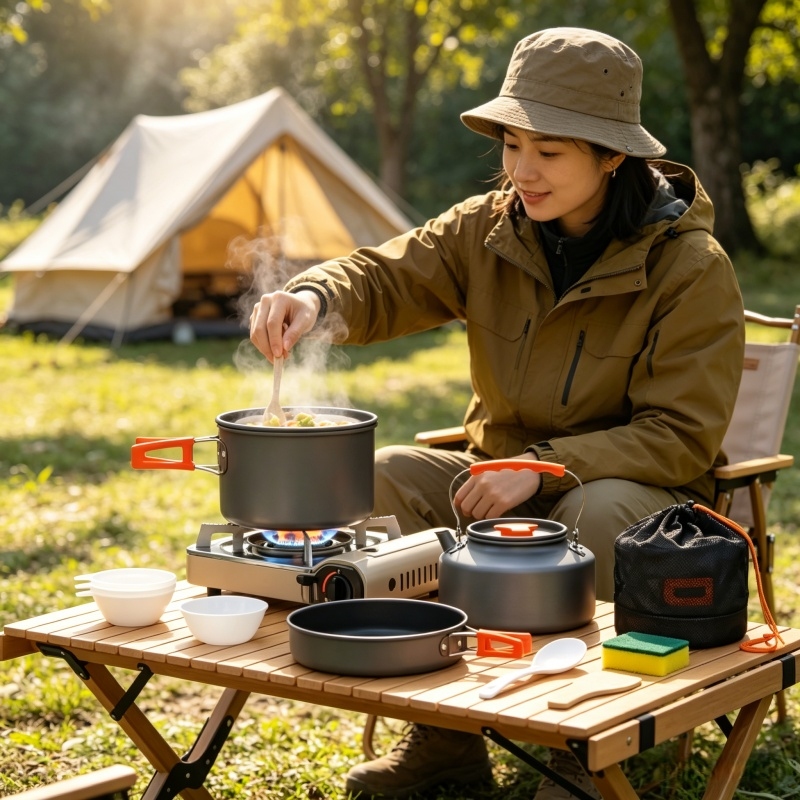 Camping Cooking Pots And Pans Set - Camping Cookware Set Outdoor Pot Tableware