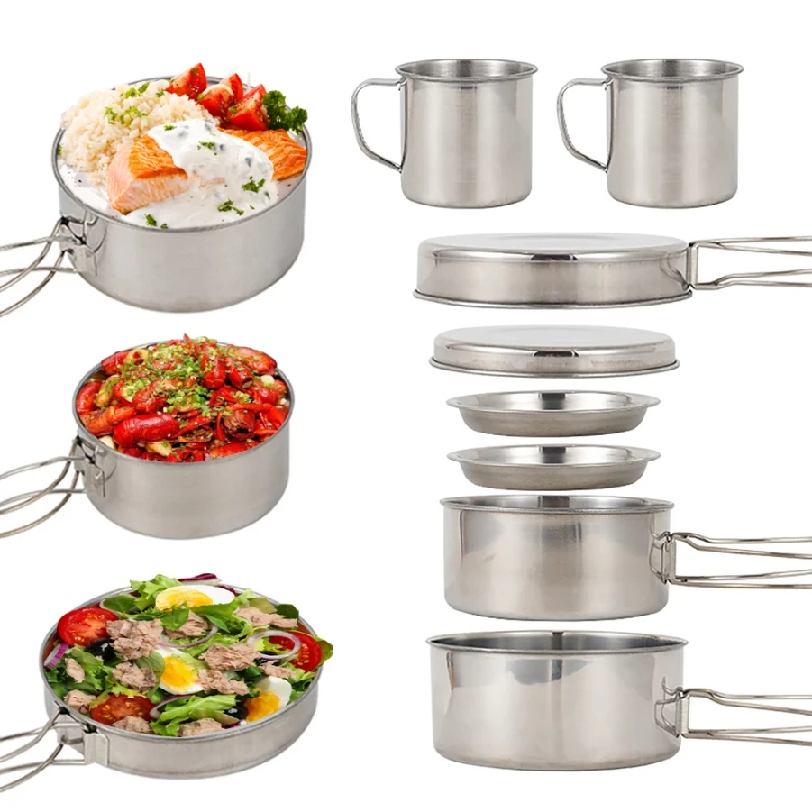 8pcs/Set Camping Cookware Mess - Camping Cooking Set Compact 评论和价格