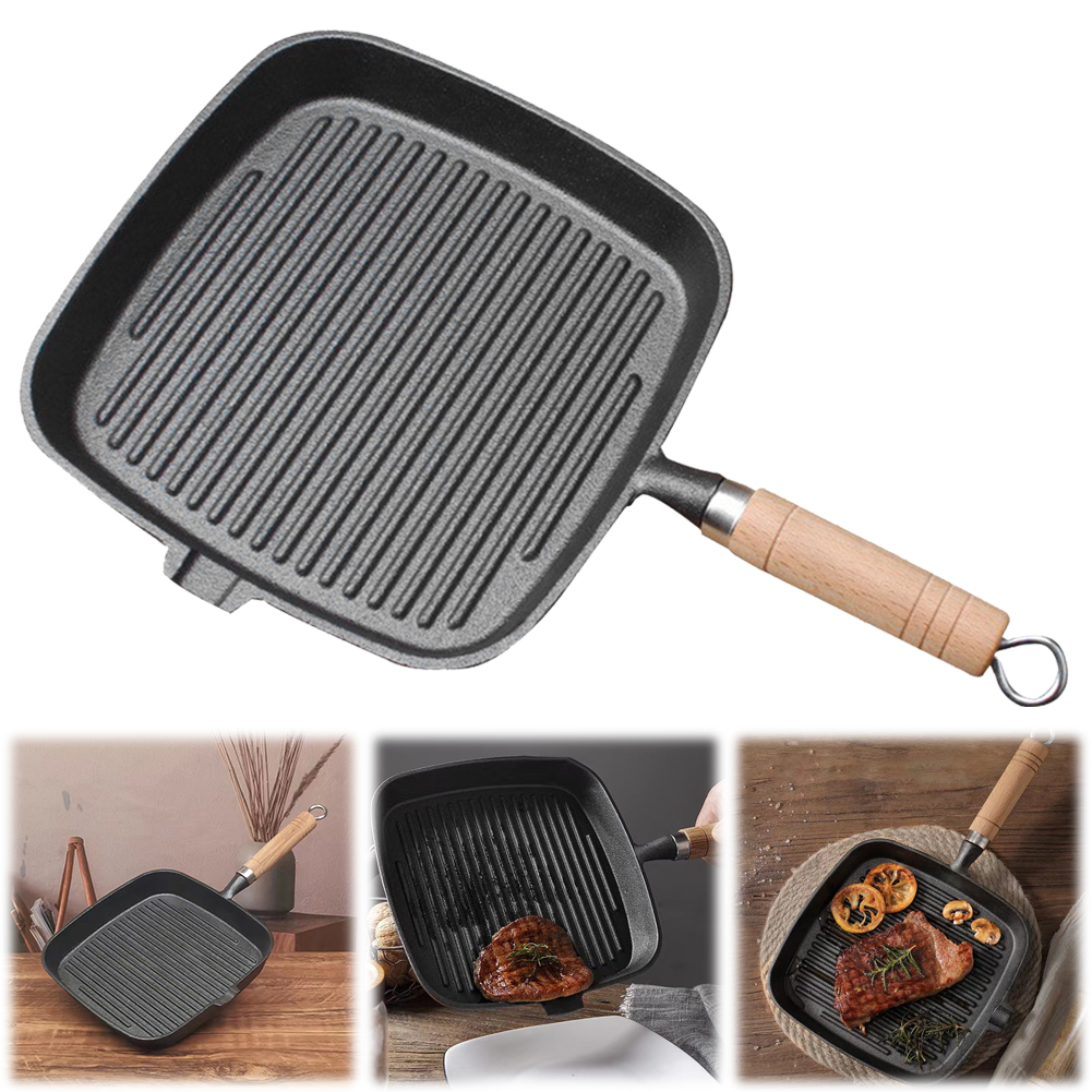Cast Iron Skillet Steak Pan wi - Camping Cooking Cast Iron 评论和价格