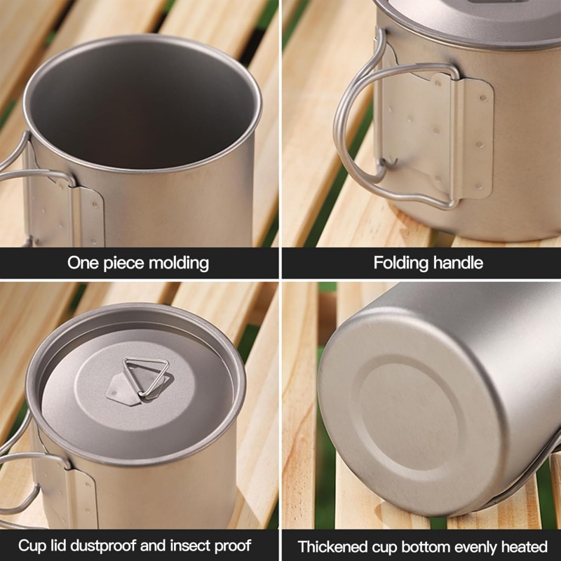 Titanium Camping Mug with Fold - Camping Cooking Set Compact 评论和价格
