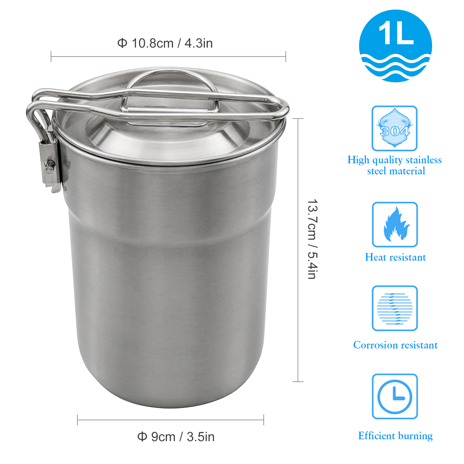 1L Coffee Cup with Folding Han - Camping Cooking Lightweight 评论和价格