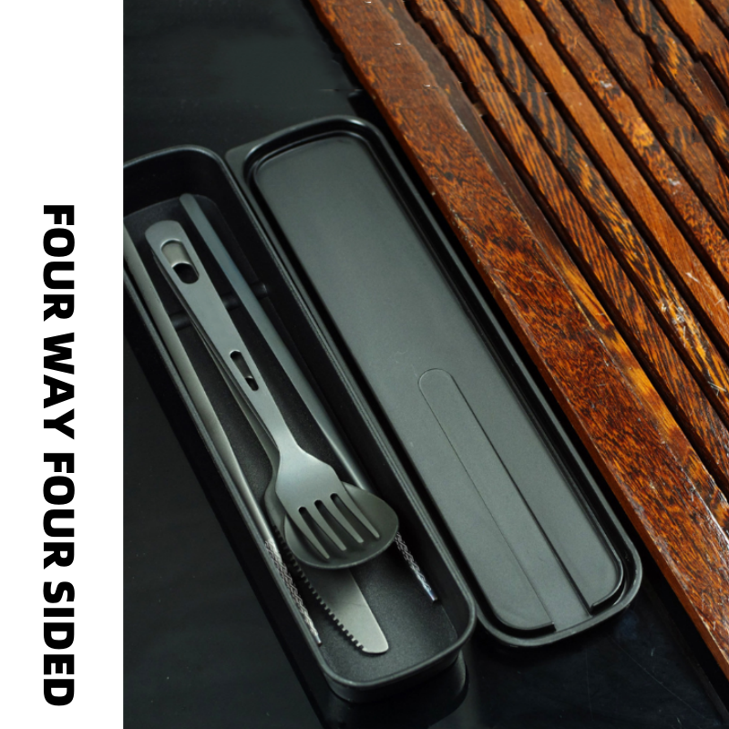 Pure Titanium Black Tableware  - Camping Cooking Set For 4 评论和价格