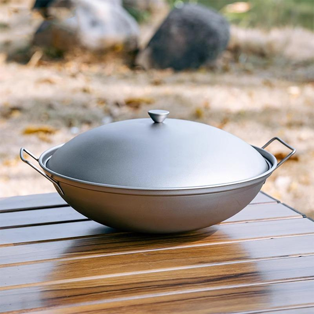 Titanium Wok Pan with Lid Doub - Camping Cooking Hardware 评论和价格