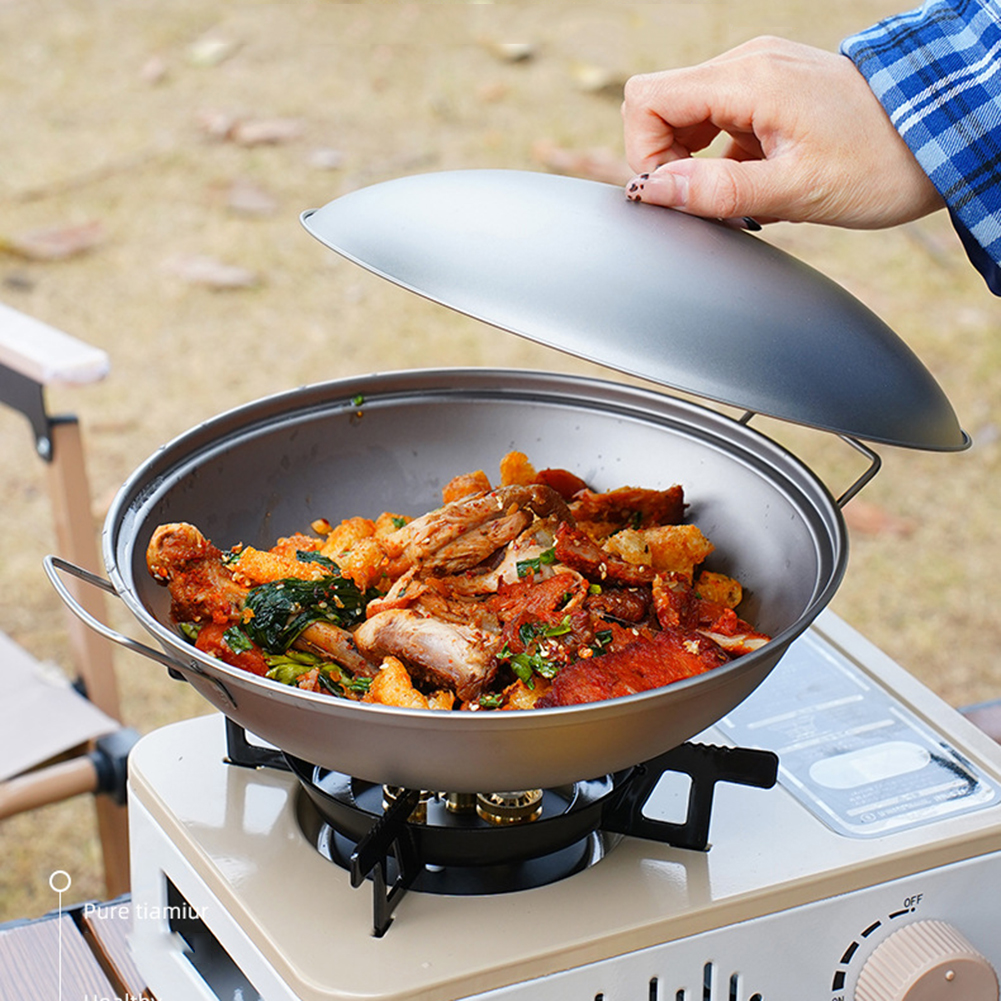 Titanium Wok Pan with Lid Doub - Camping Cooking Hardware 评论和价格