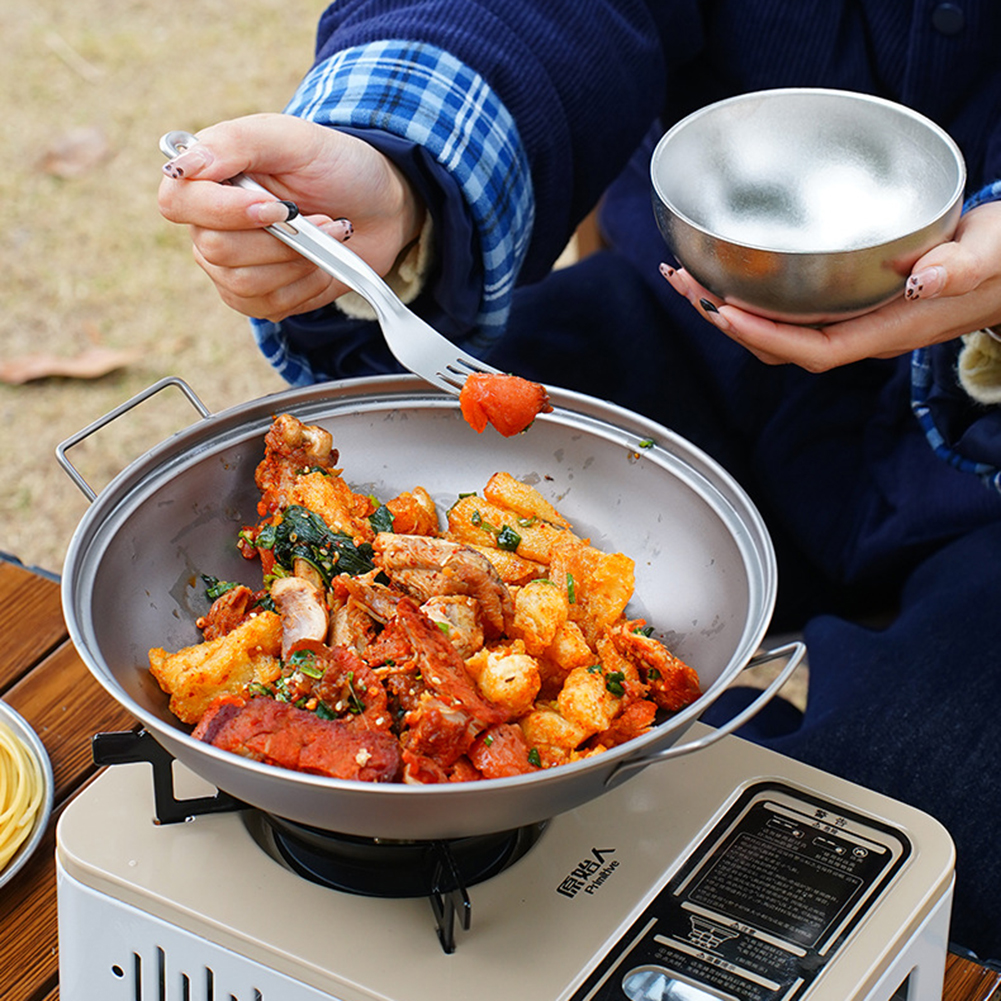 Titanium Wok Pan with Lid Doub - Camping Cooking Hardware 评论和价格