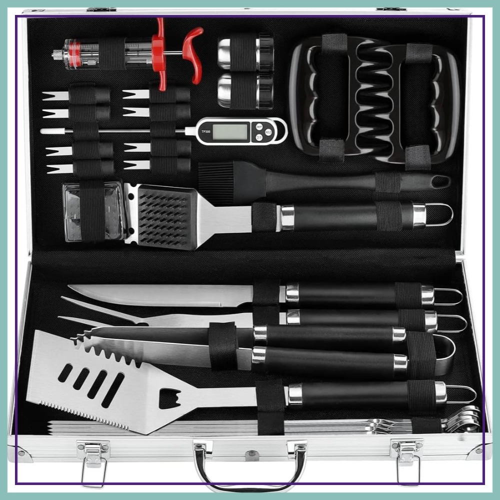 26Pcs BBQ Grill Accessories Se - Meat Thermometer Camp 评论和价格