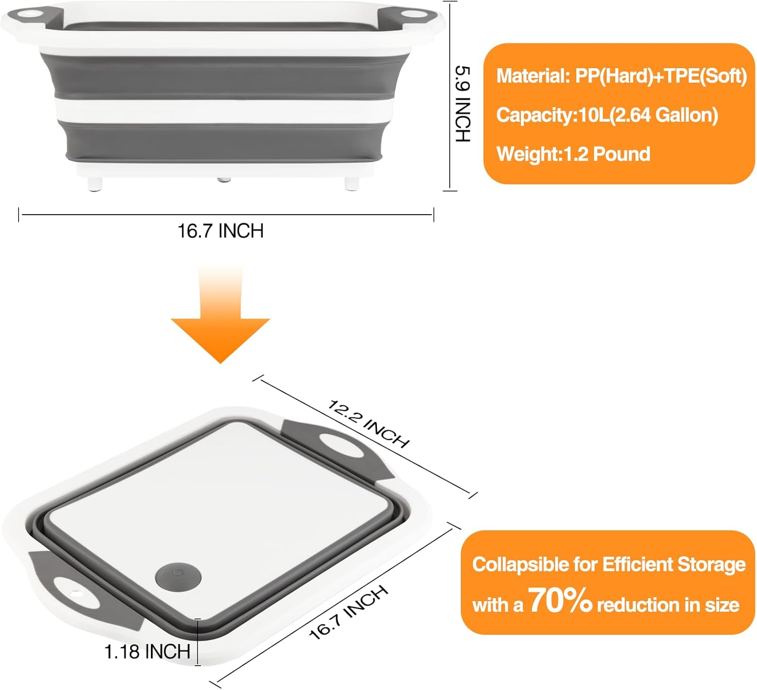 Collapsible BBQ Prep Tub/Cutti - Camp Cutting Board 评论和价格