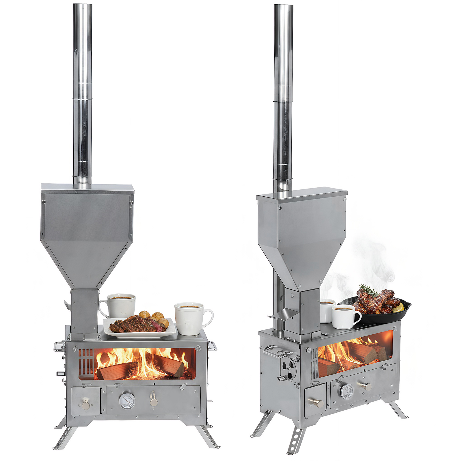 Portable Wood-Burning Camp Sto - Cooking Outdoor Camping 评论和价格