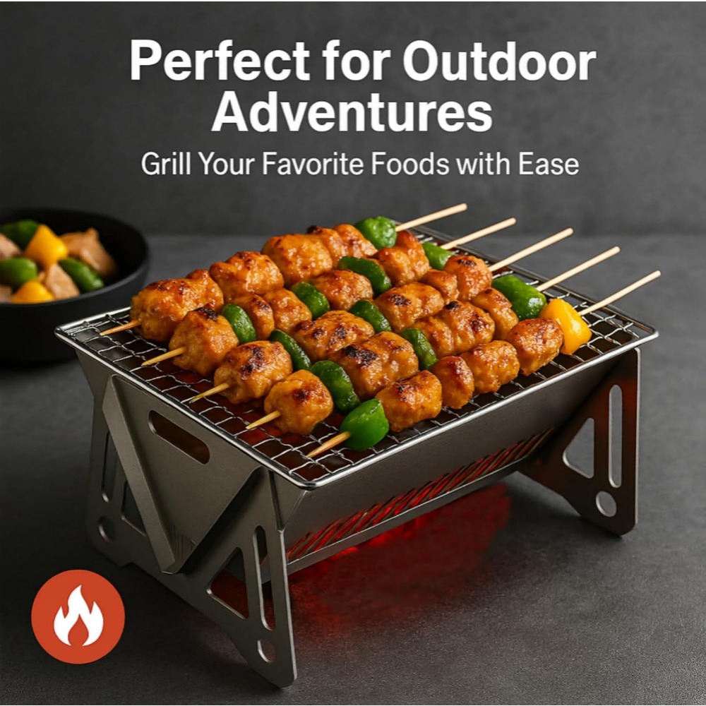 Portable Charcoal BBQ Grill Fo - Camping Cooking Set Compact 评论和价格