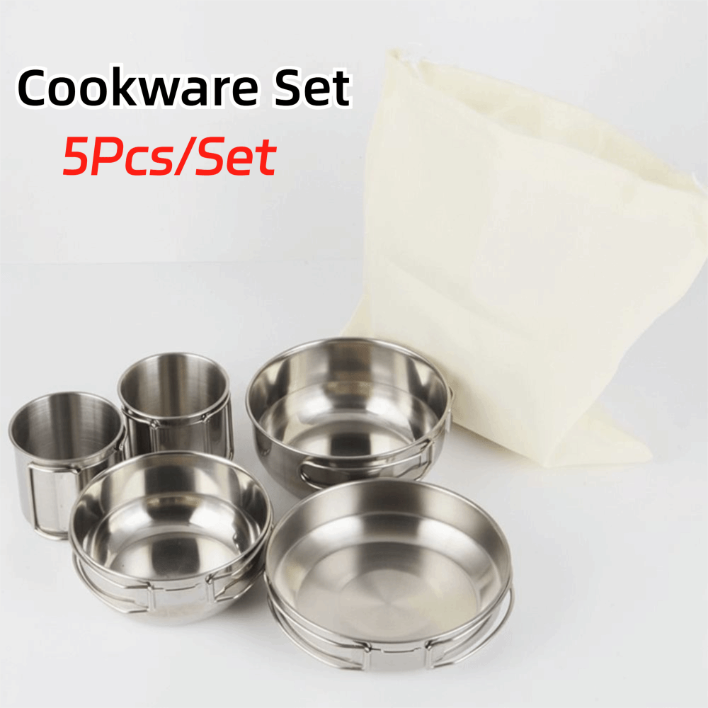 5Pcs 304 Stainless Steel Campi - Camping Cooking Set 评论和价格