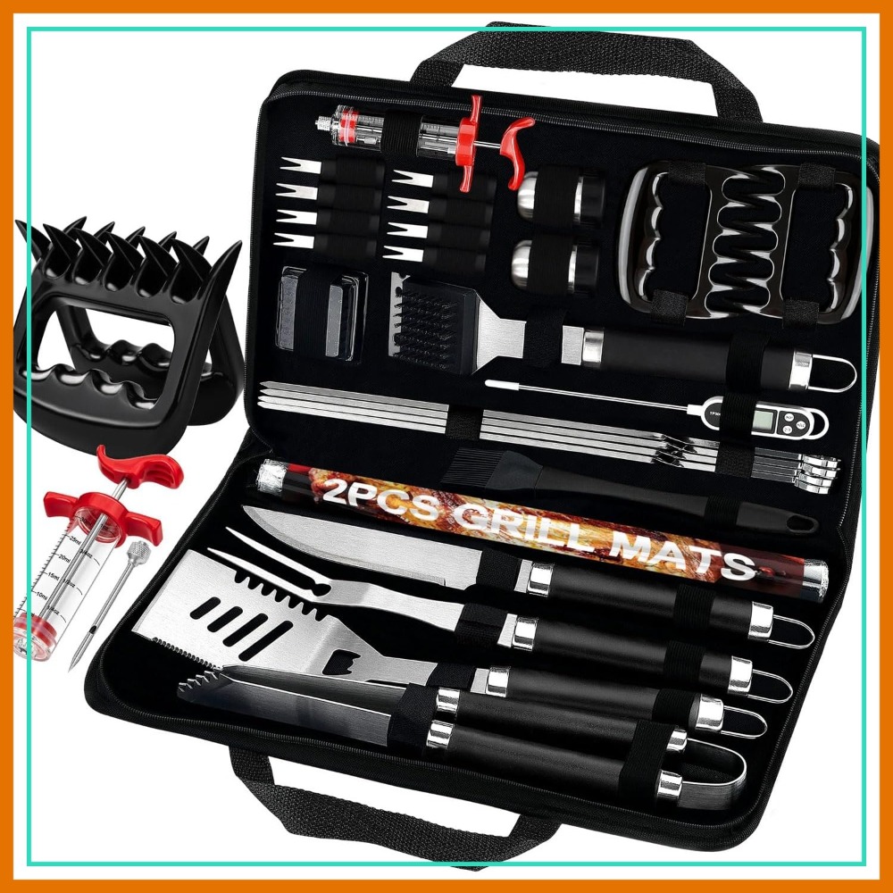 28Pcs BBQ Grilling Accessories - Meat Thermometer Camp 评论和价格
