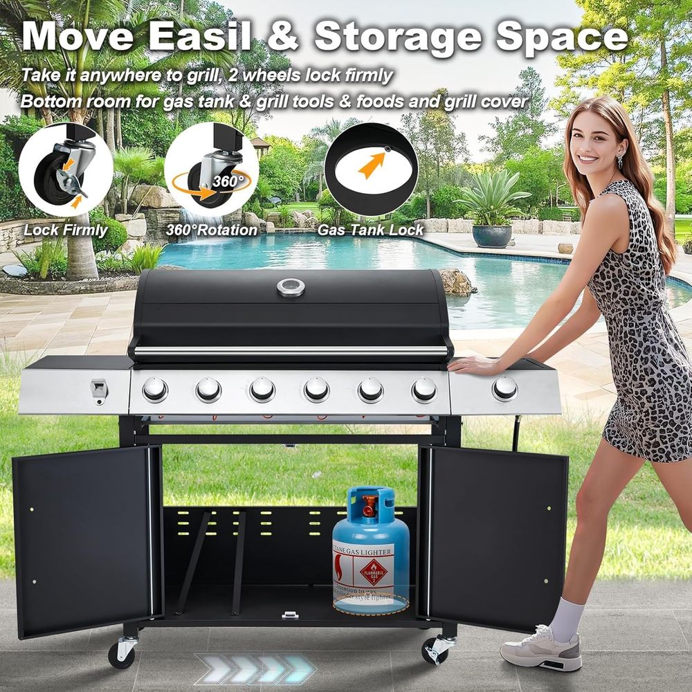 60,000 BTU 6-Burner Propane Ga - Camping Cooking Cast Iron 评论和价格