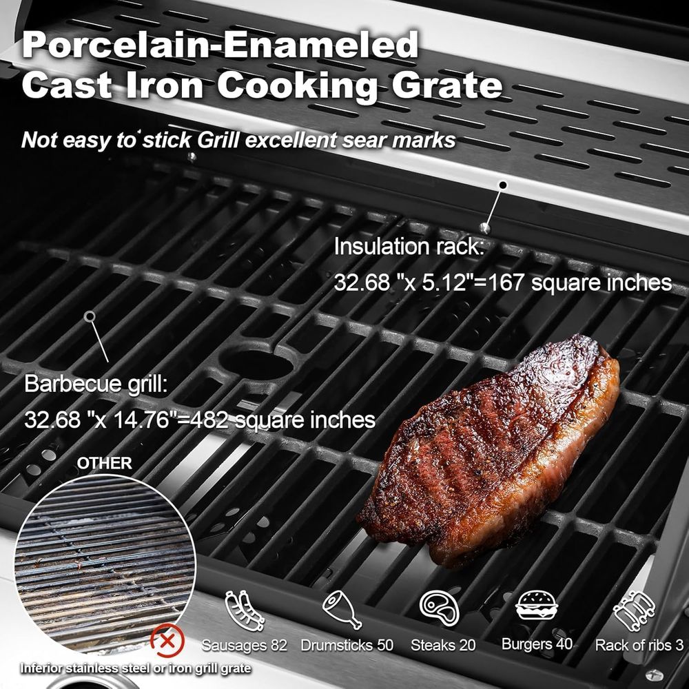 60,000 BTU 6-Burner Propane Ga - Camping Cooking Cast Iron 评论和价格