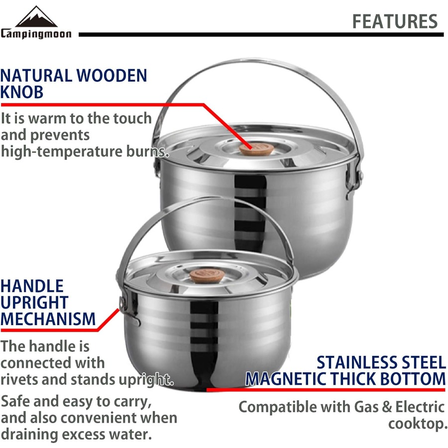 CAMPINGMOON Camping Cookware S - Camping Cooking Pots And Pans Set 评论和价格