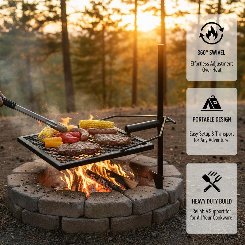 Rotating Cooking Grate 24 Inch - Camping Cooking Cast Iron 评论和价格