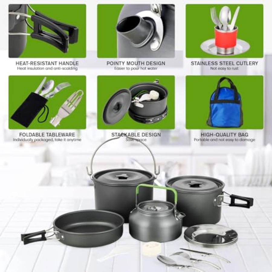 MEETSUN Camping Cookware Set - - Camping Cooking Set 评论和价格