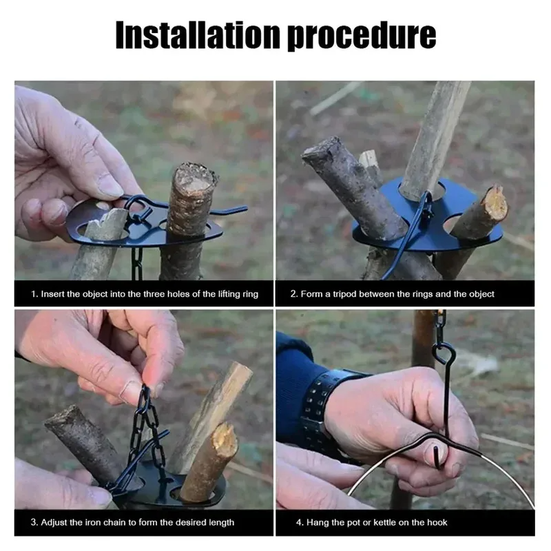 1pc Camping Hanging Tripod W/  - Camping Cooking Bag 评论和价格