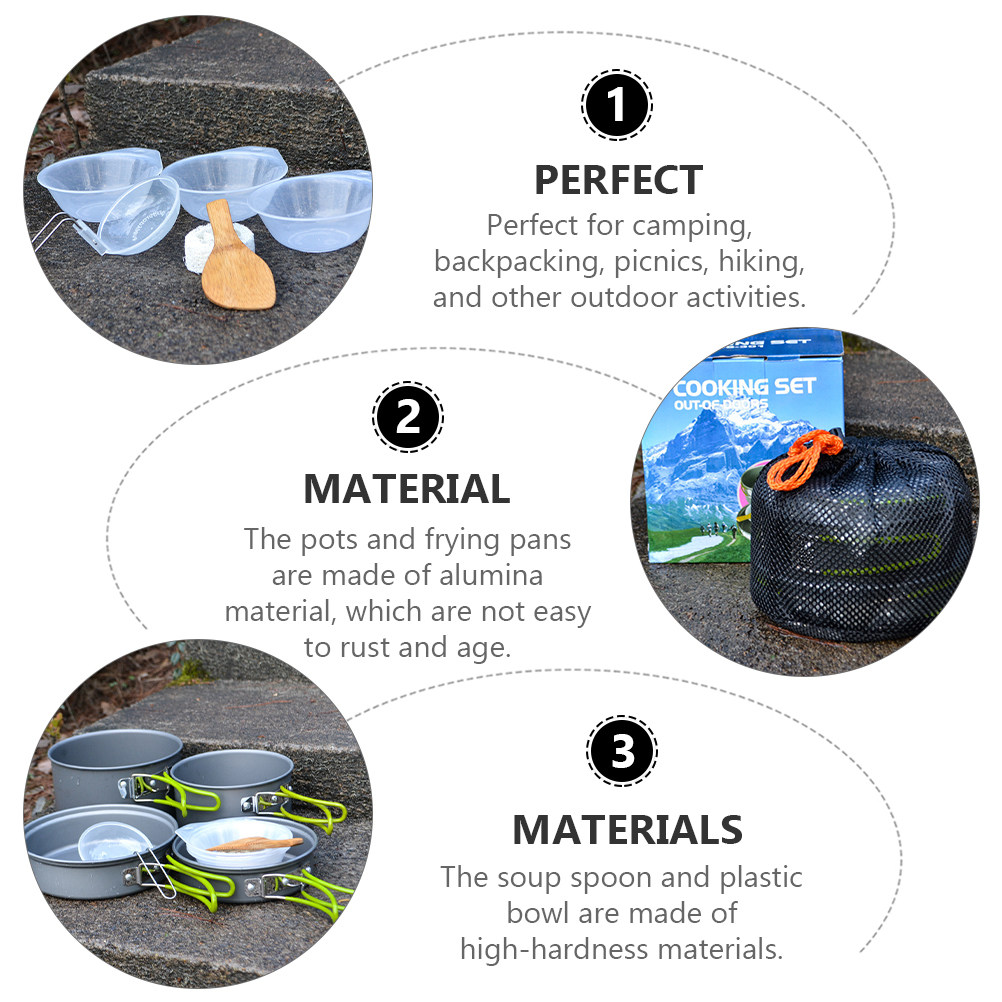 1Set Portable Camping Cookware - Camping Cooking Lightweight 评论和价格