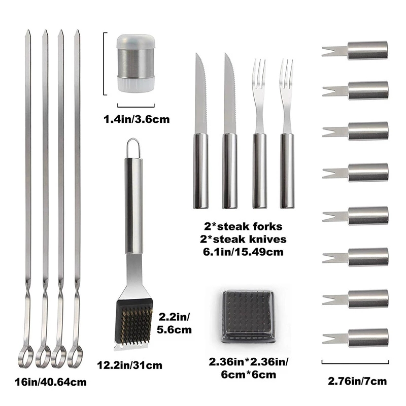 BBQ Tools Set Barbecue Grillin - Camping Cooking Set For 4 评论和价格