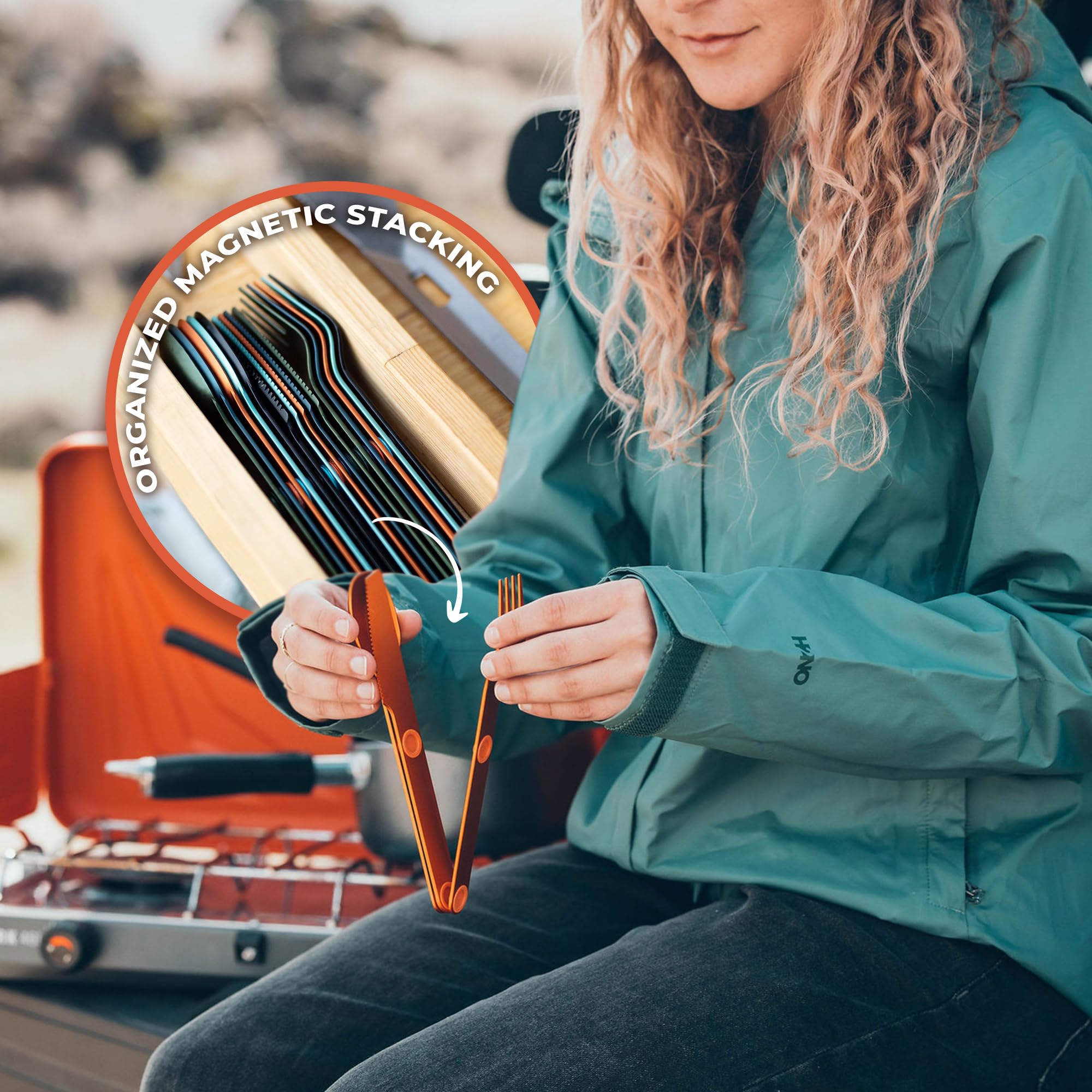 Magnetic Camping Cutlery Set - - Camping Cooking Dining Set 评论和价格