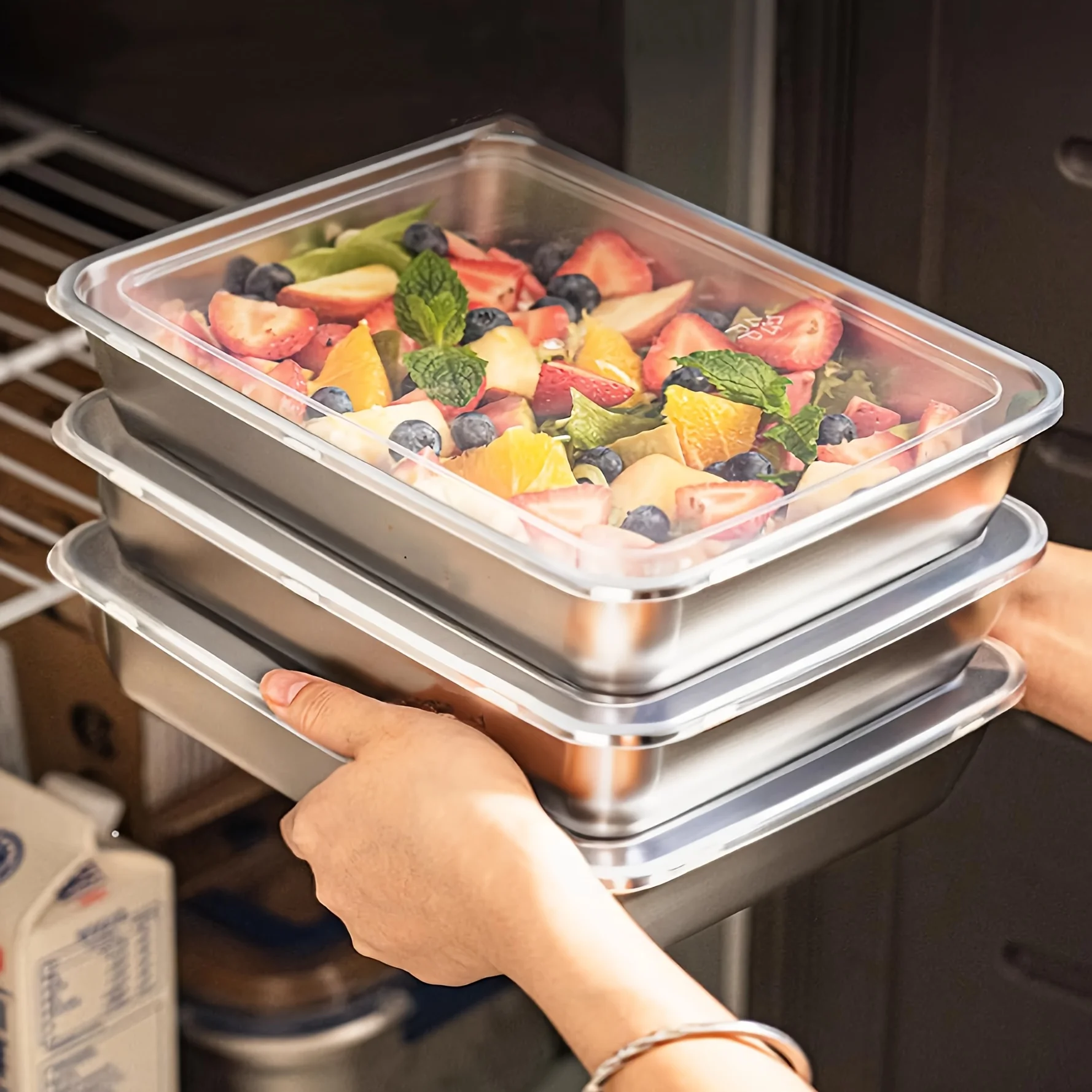 3pcs Stainless Steel Food Cont - Camping Cooking Box 评论和价格