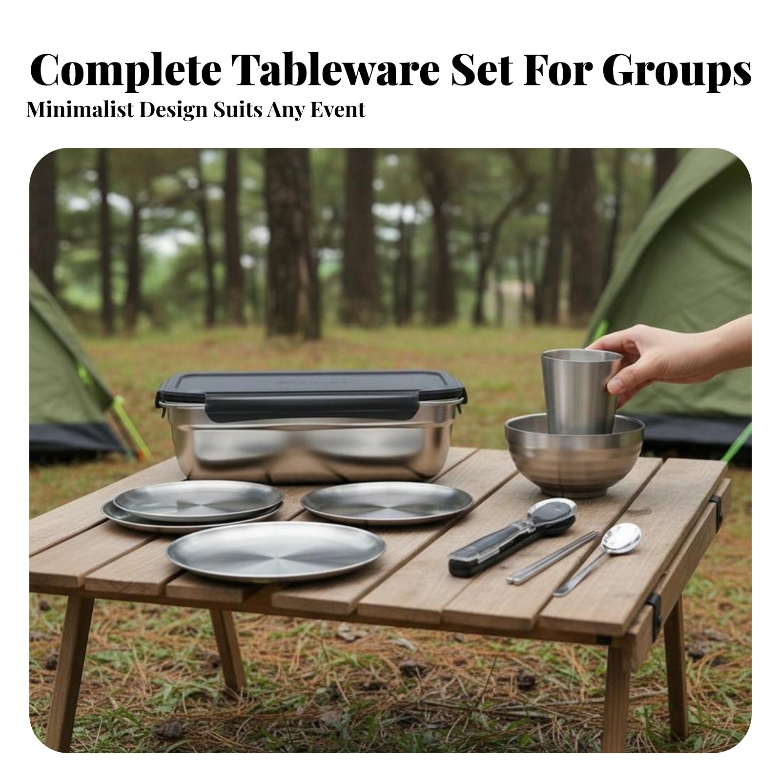 304 Stainless Steel Outdoor Ta - Camping Cooking Set For 4 评论和价格