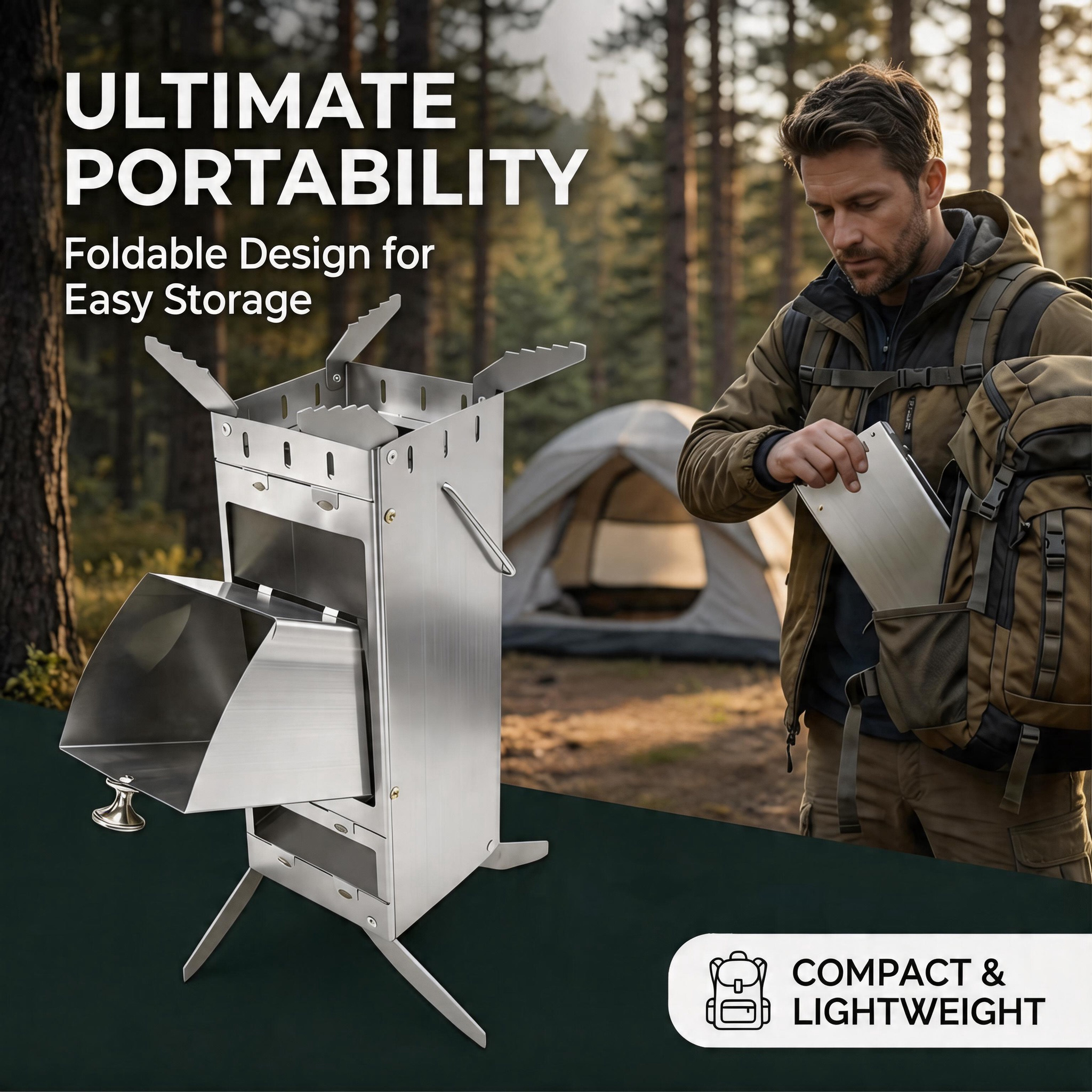 Portable Foldable Rocket Stove - Camping Cooking Kitchen 评论和价格