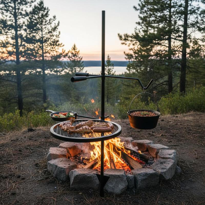 Rotating Cooking Grate 24x24 I - Camping Cooking Cast Iron 评论和价格