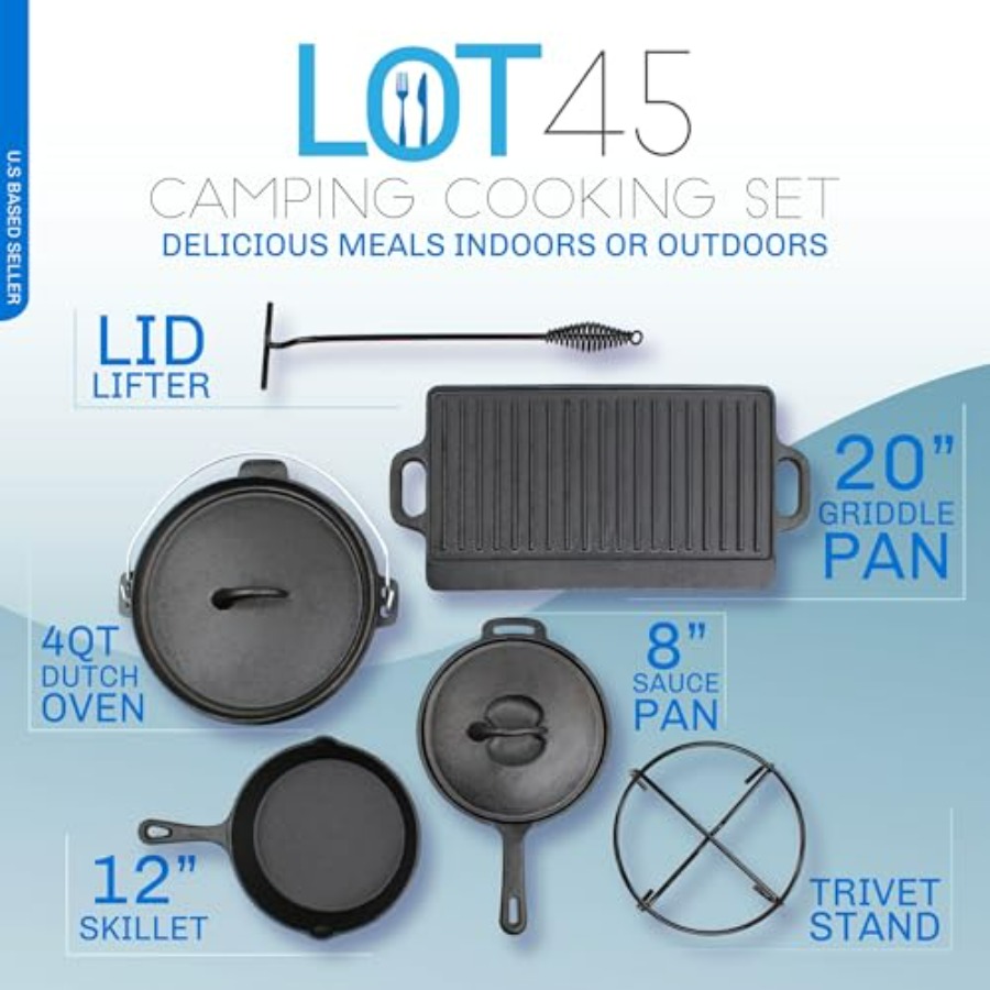 Pre-Seasoned Dutch Oven Campin - Camping Cooking Cast Iron 评论和价格