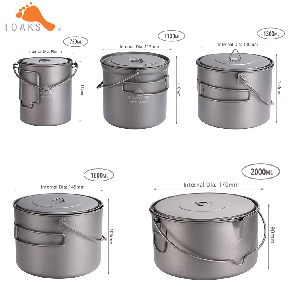 TOAKS TITANIUM POT WITH BAIL H - Camping Cooking Lightweight 评论和价格