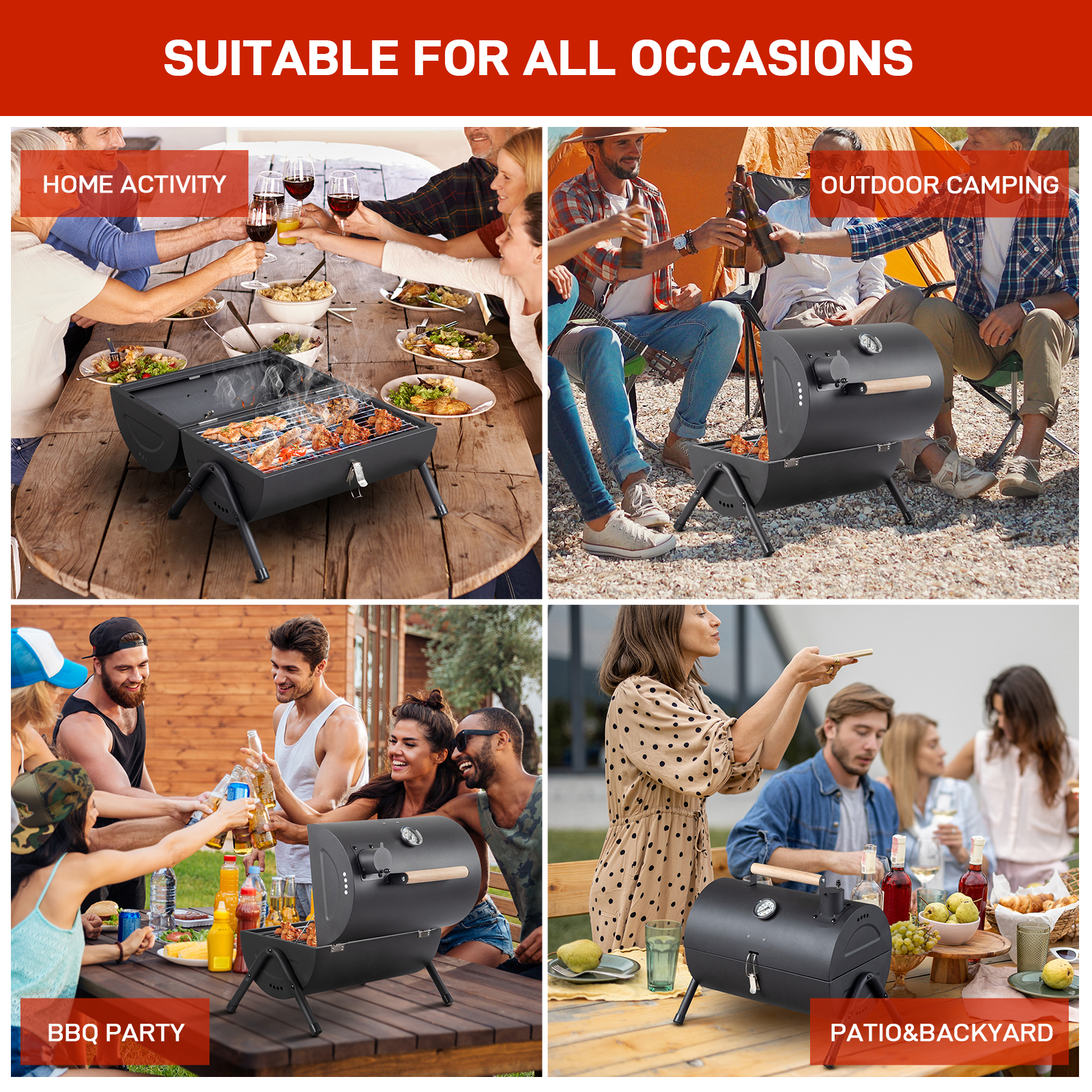 Portable Charcoal Grill with T - Camping Cooking Set Compact 评论和价格