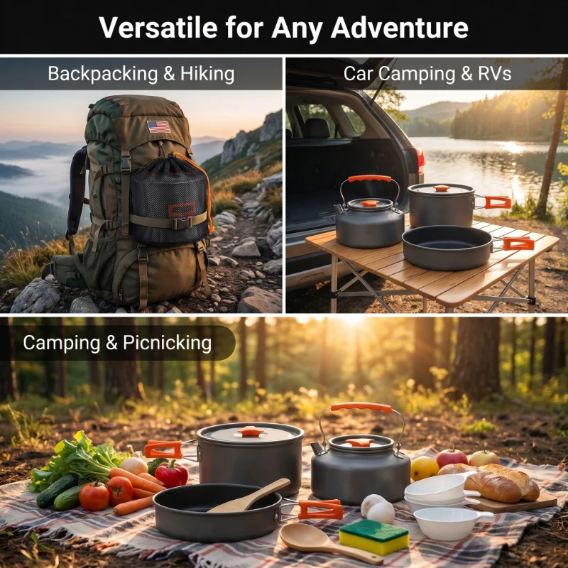 Camping Cookware Set Outdoor P - Camping Cooking Pots And Pans Set 评论和价格