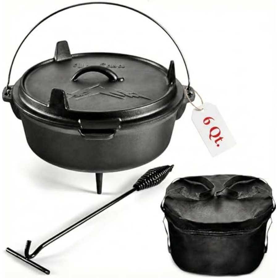 6Qt Cast Iron Camping Dutch Ov - Camping Cooking Cast Iron 评论和价格