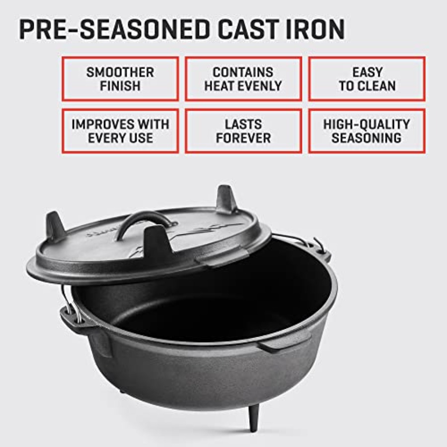 6Qt Cast Iron Camping Dutch Ov - Camping Cooking Cast Iron 评论和价格