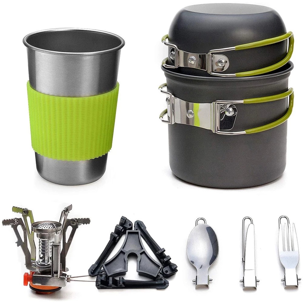 Camping Cookware Kit with Stov - Camping Cooking Set Compact 评论和价格